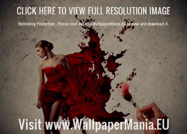 Painting a beautiful red dress art HD wallpaper